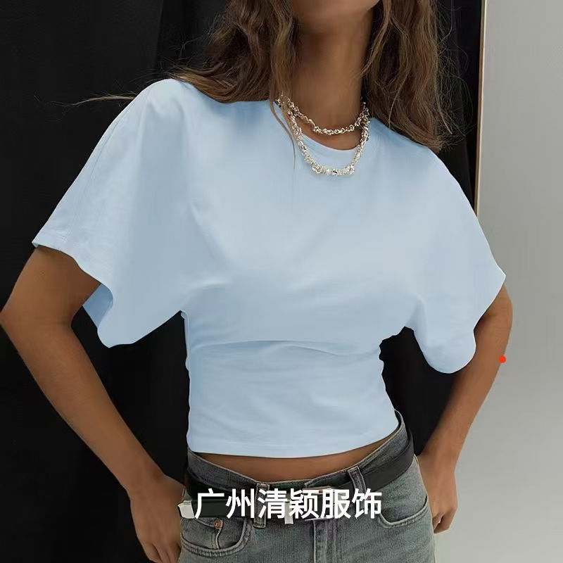Thumbnail: Crew Neck Ruched Waist Slim
