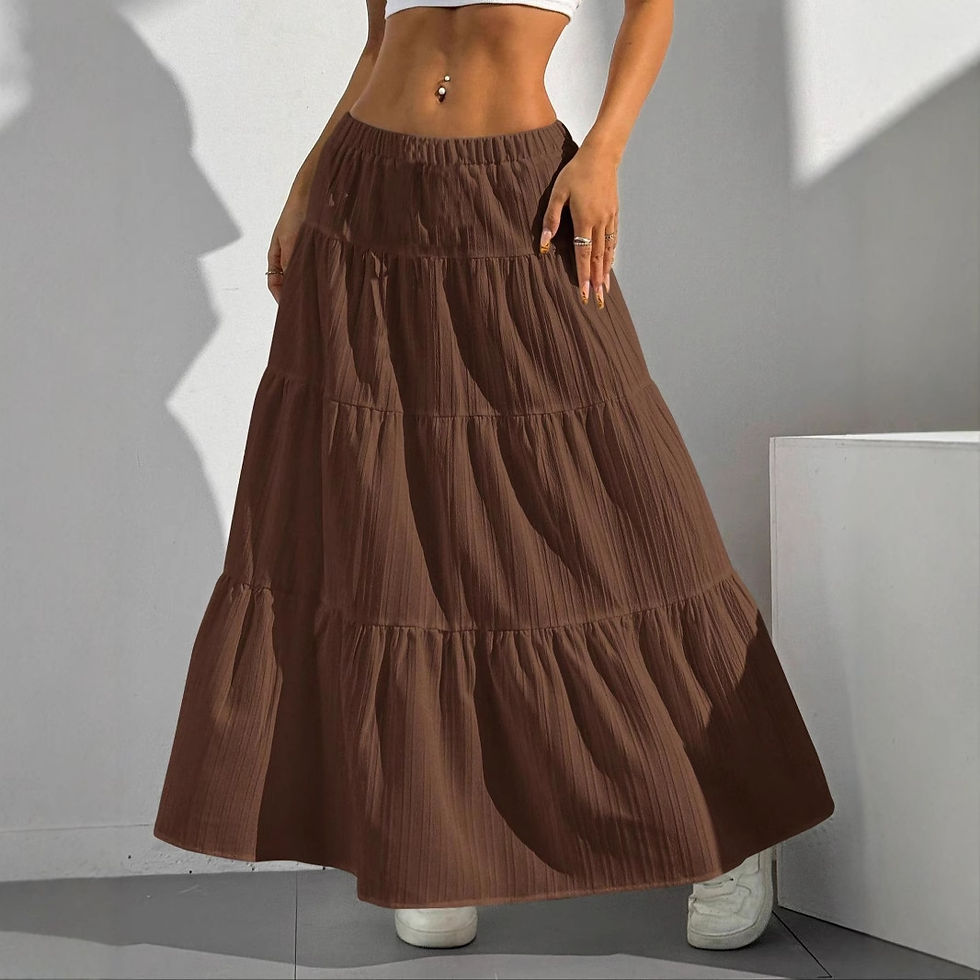Thumbnail: Women's Clothing 2025 Newest Product White Midi Skirt with Tie Up Big Swing Loos