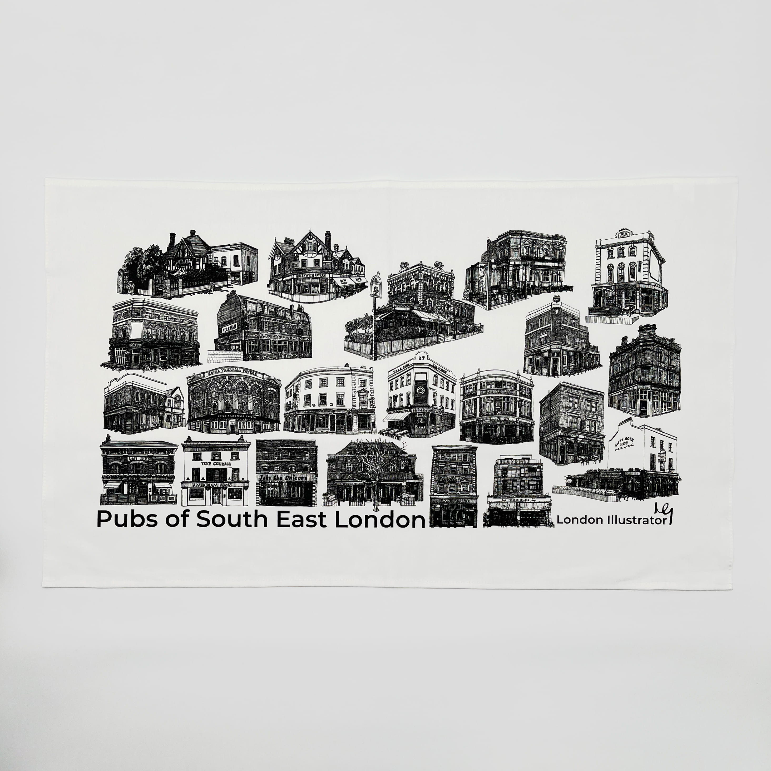 South East Pubs Tea Towel
