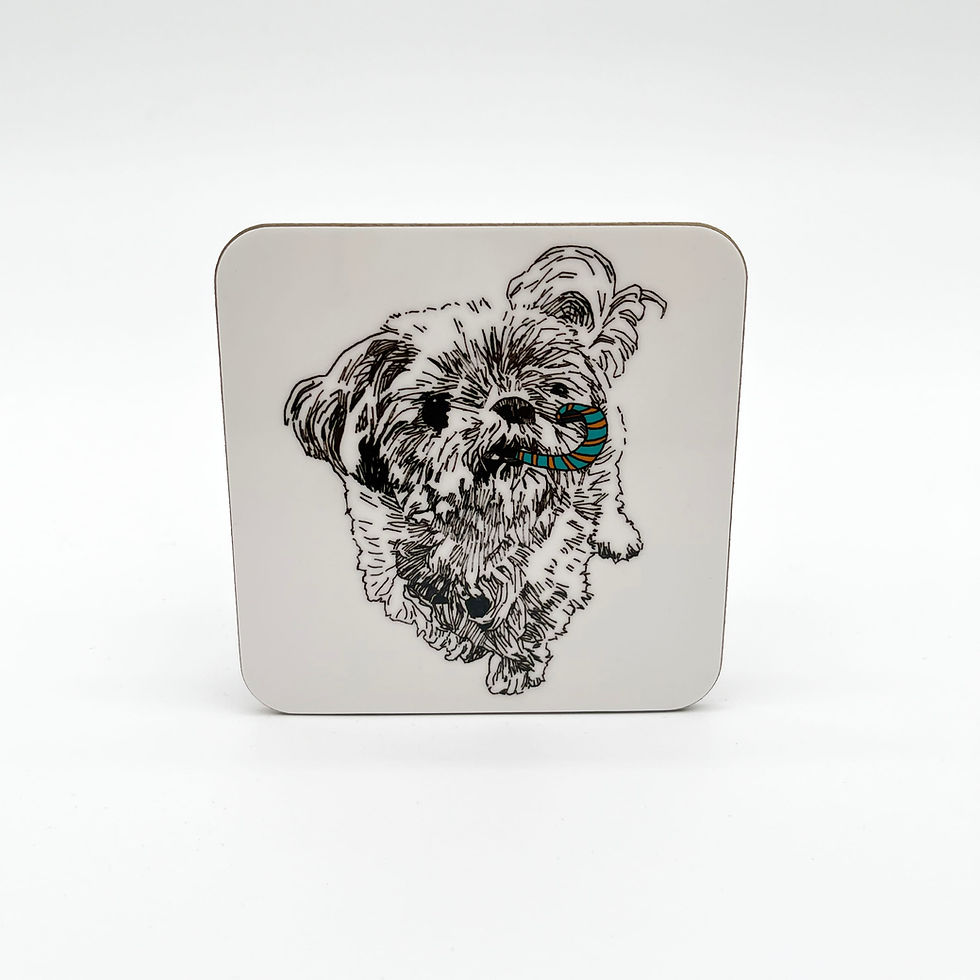 Thumbnail: Set of 5 dogs with party hats Coasters