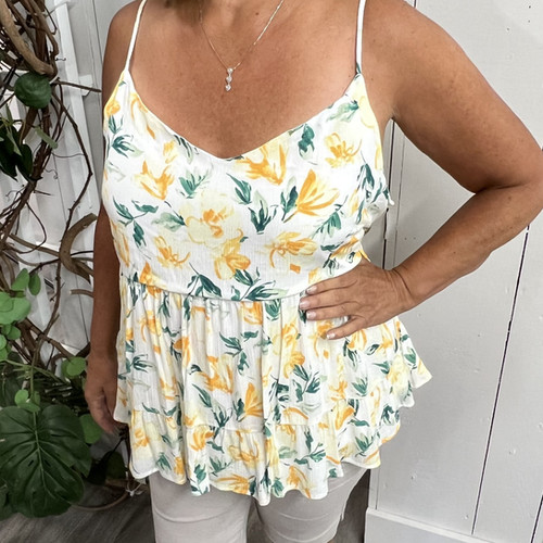 Yellow Floral Tank Sweetheart Styles