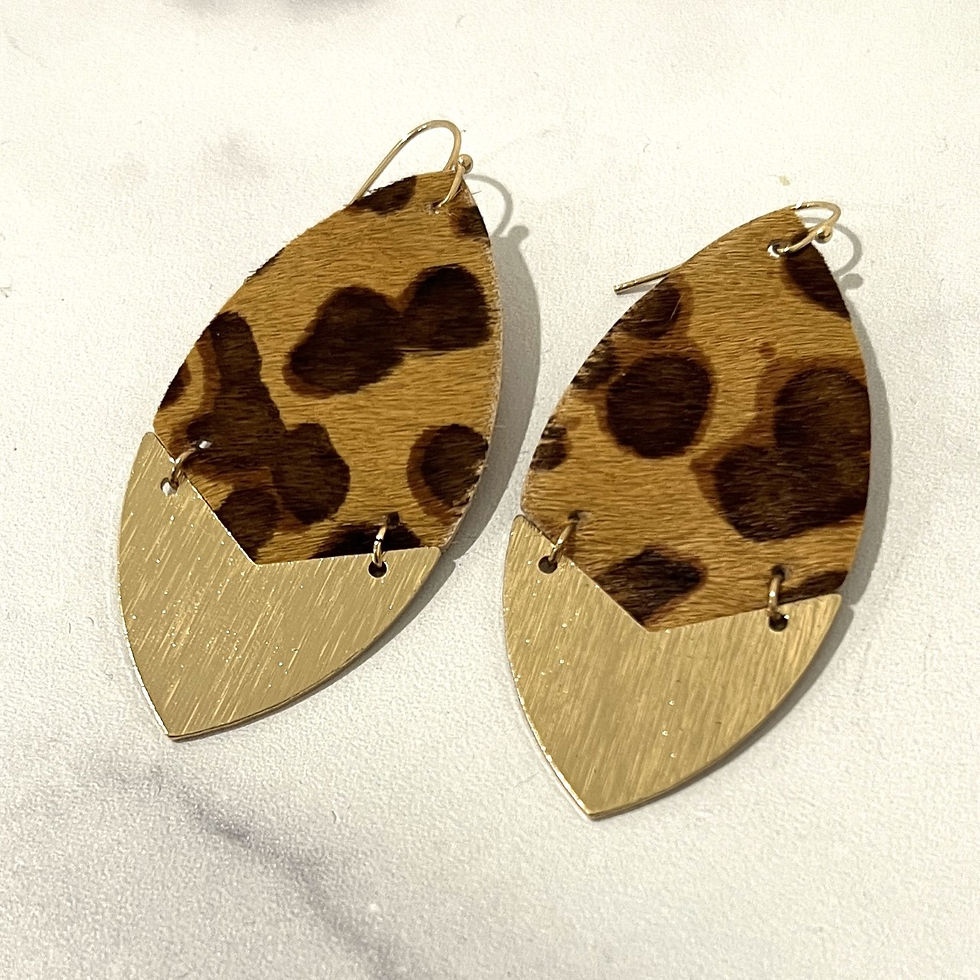 Thumbnail: Gold Leopard Drop Earrings