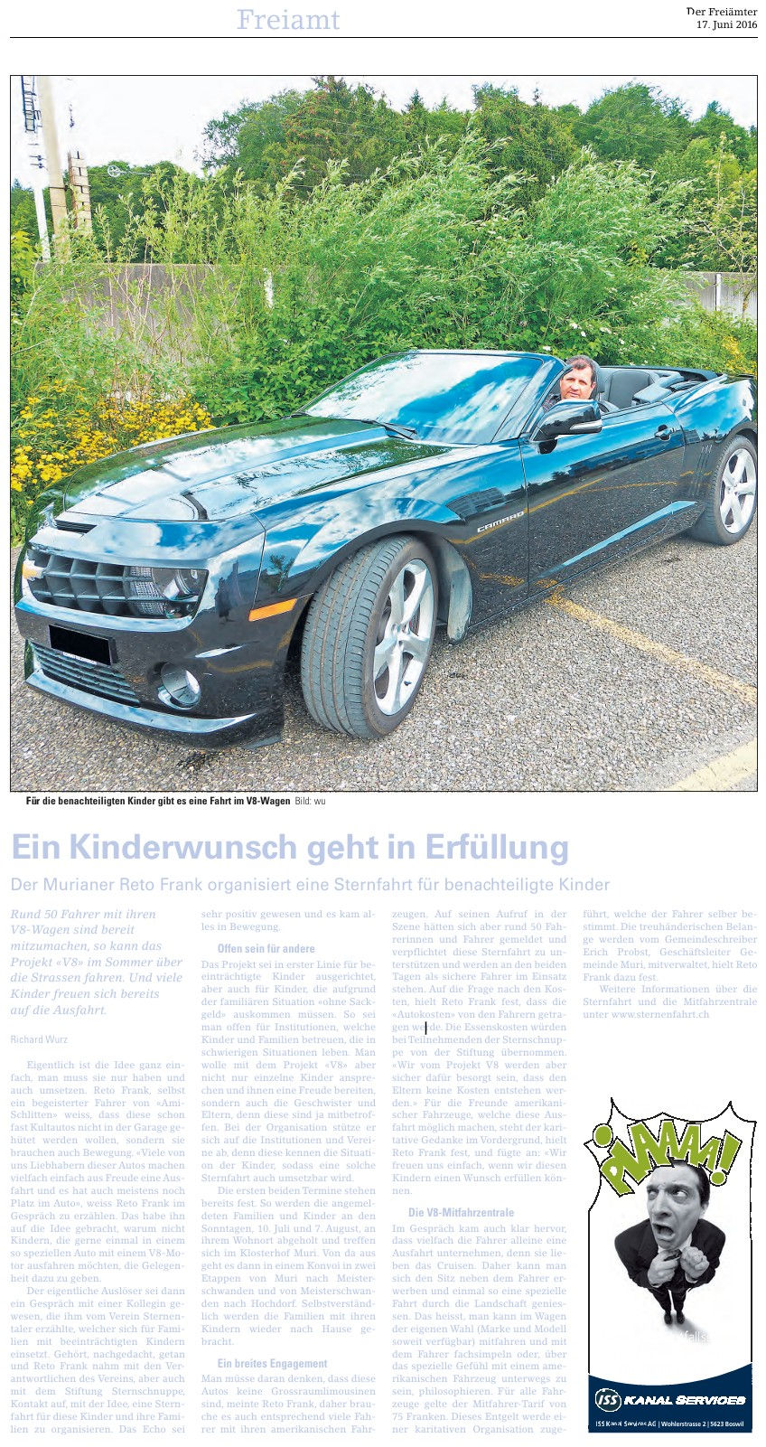 17. Juni 2016 - Sternenfahrt Zeitungsartikel im "Der Freiämter"
