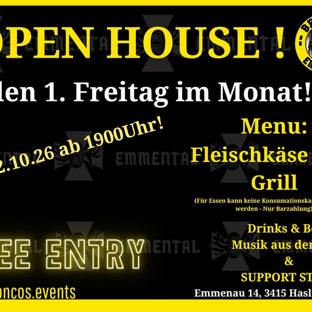 Open House der Broncos in Hasle-Rüegsau (BE), jeden ersten Freitag im Monat ab 19:00 Uhr