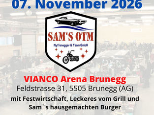 Sam's Oldtimer-Teile-Markt in Brunegg (AG) am Samstag, 07.11.2026, 07:00 - 16:00 Uhr