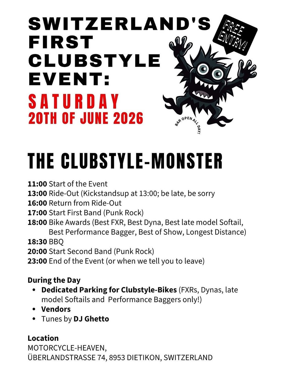Switzerland's First Clubstyle Event bei Motorcycle-Heaven in Dietikon (ZH)