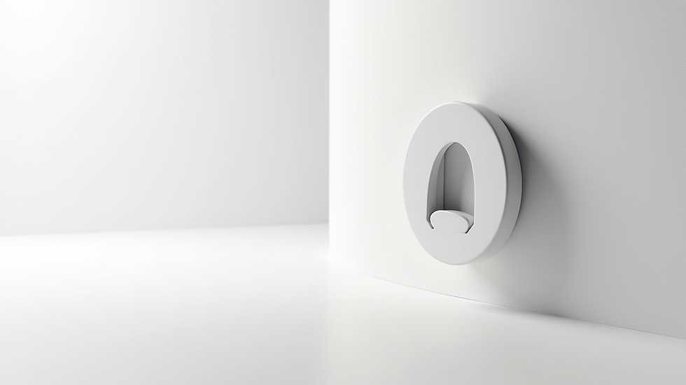 Close-up view of a minimalist logo design on a white background