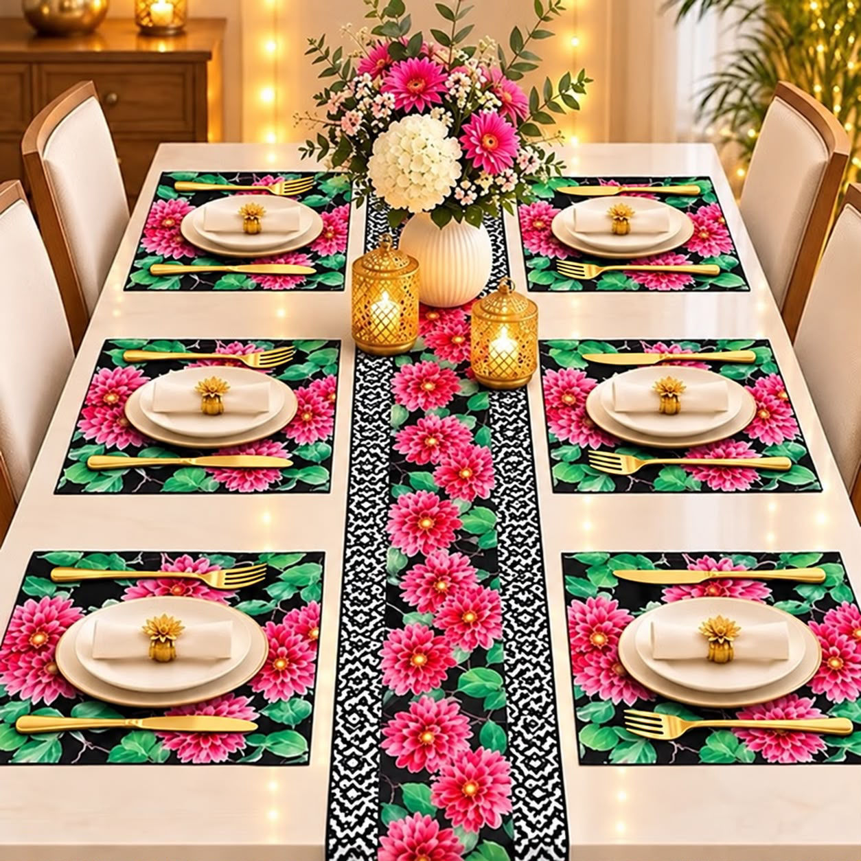 Table Mats & Coffee Table Runner ( set of 6 )