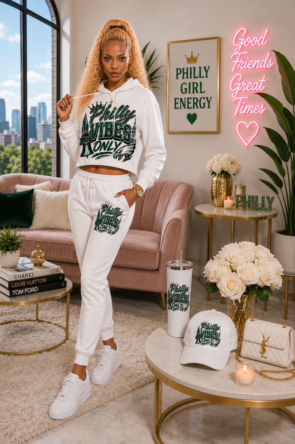 Philly Vibes Only Women’s Hoodie Set - Trendy Matching Jogger Outfit