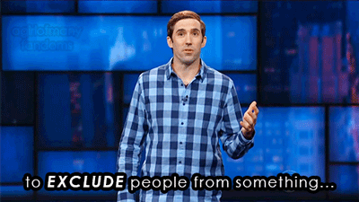 A gif set featuring stand up comic Michael Palascak on the late night television show "The Late Show with Stephen Colbert".