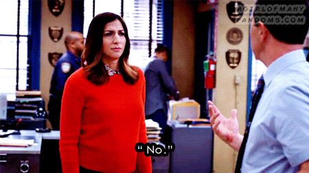 A gif set featuring Charles Boyle & Gina Linetti from the television show "Brooklyn Nine-Nine" (Season 3, Episode 19).