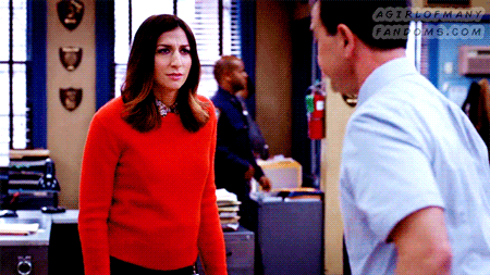 A gif set featuring Charles Boyle & Gina Linetti from the television show "Brooklyn Nine-Nine" (Season 3, Episode 19).