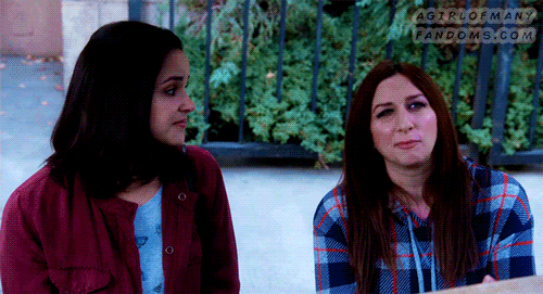 A gif set featuring Gina Linetti & Amy Santiago from the television show "Brooklyn Nine-Nine" (Season 5, Episode 13).