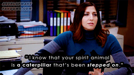 A gif set featuring Charles Boyle & Gina Linetti from the television show "Brooklyn Nine-Nine" (Season 3, Episode 19).