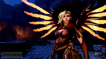 Overwatch Halloween Terror Gif, Mercy ( Witch Skin )