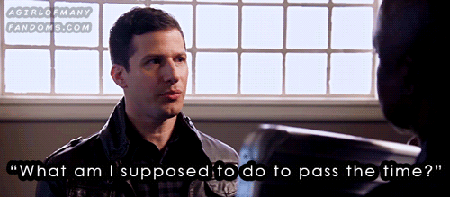 A gif set featuring Jake Peralta & Raymond Holt from the television show "Brooklyn Nine-Nine" (Season 5, Episode 12).