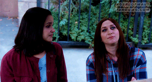 A gif set featuring Gina Linetti & Amy Santiago from the television show "Brooklyn Nine-Nine" (Season 5, Episode 13).