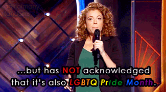 A gif set featuring Michelle Wolf from her Netflix television Show "The Break with Michelle Wolf".