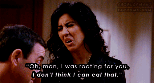 A gif set featuring Charles Boyle & Rosa Diaz from the television show "Brooklyn Nine-Nine" (Season 3, Episode 20).