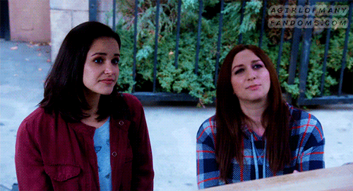 A gif set featuring Gina Linetti & Amy Santiago from the television show "Brooklyn Nine-Nine" (Season 5, Episode 13).