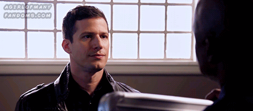 A gif set featuring Jake Peralta & Raymond Holt from the television show "Brooklyn Nine-Nine" (Season 5, Episode 12).