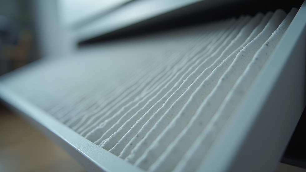 Close-up view of a clean HVAC air filter being replaced