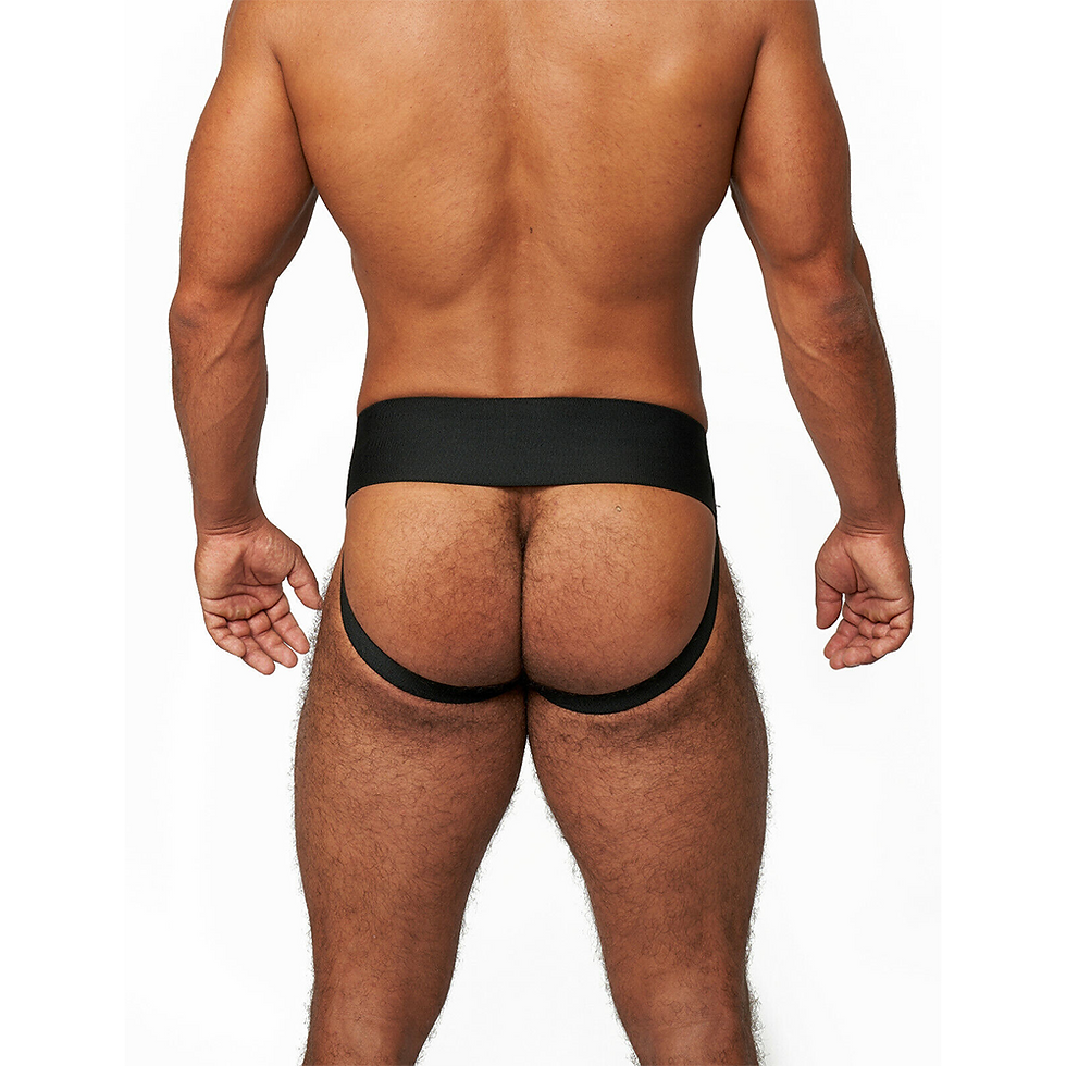 Thumbnail: MISTER B LEATHER JOCKSTRAP BLACK AND RED LEATHER JOCK STRAP MENS UNDERWEAR