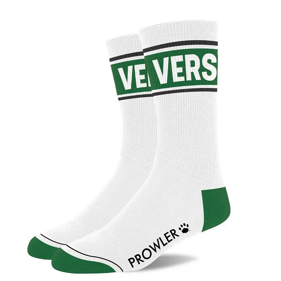 Thumbnail: PROWLER FETISH CREW SOCKS WHITE COTTON SLOGAN VERSATILE SOCKS GAY FETISH SOCKS