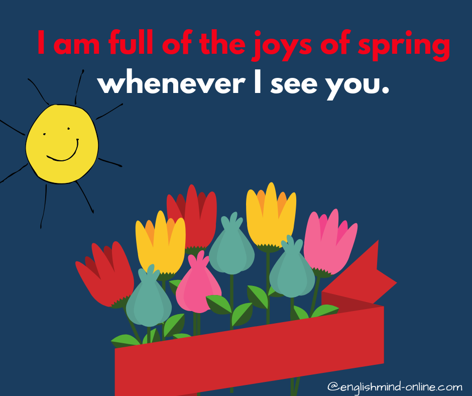 happy idioms in English - other ways to say I'm happy - I am full of the joys of spring