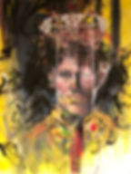 Baldur Galoor Gemälde Dark soul: Portrait Wesen / Person / wie Francis Bacon / Surrealismus / Gelb / visionär