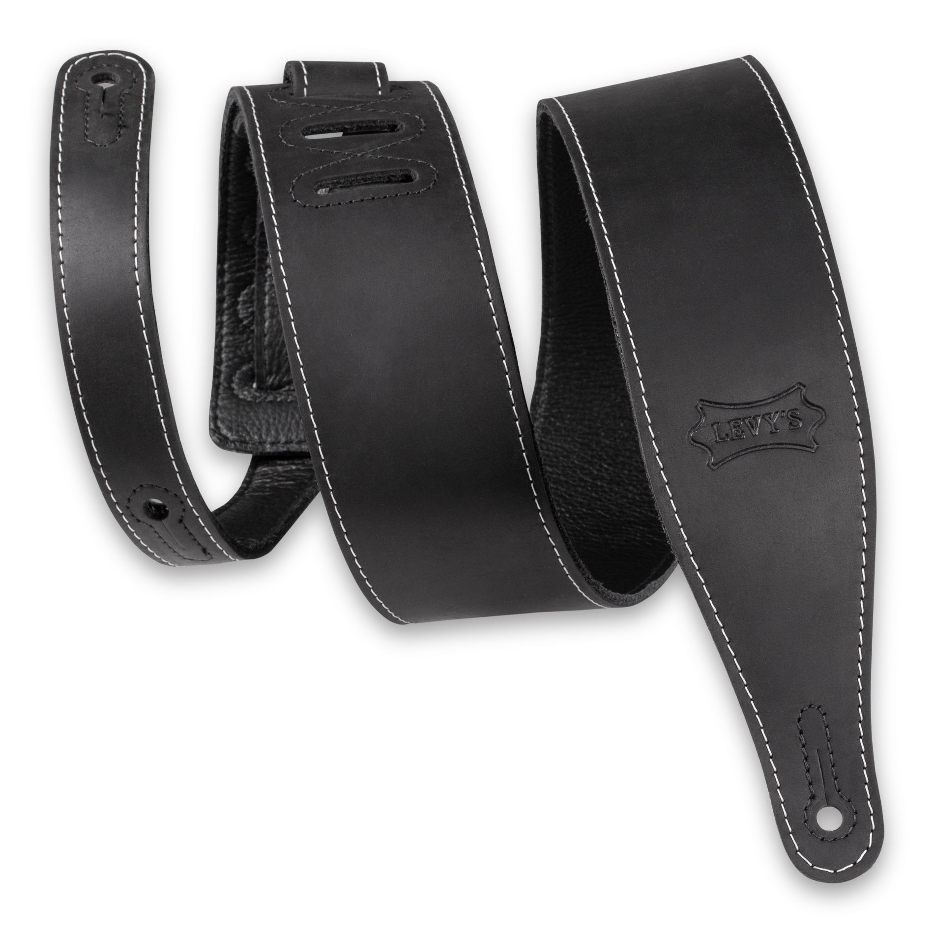M17BAS-BLK 2.5″ Pull-Up Butter Leather Guitar Strap : Levy's
