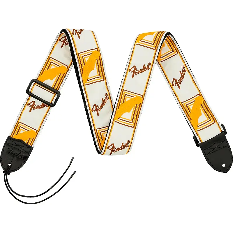 099-0683-000 2" Monogrammed Strap, White/Brown/Yellow : Fender