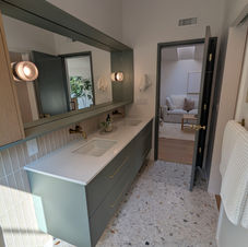 Modern bathroom with creative vanity lighting