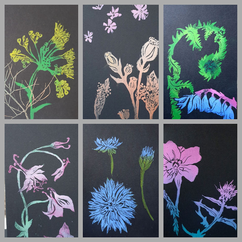 Thumbnail: 6 WILDFLOWER LINOPRINTED CARDS