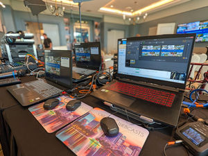 Audio and encoding equipment in a hotel conference room