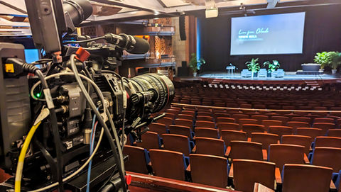 On location filming for a live town hall webcast