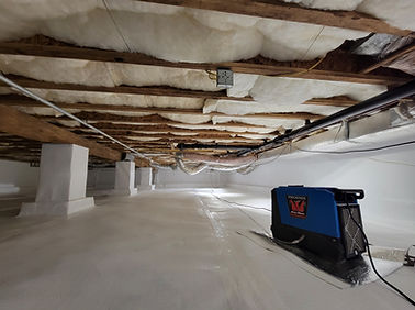 Crawlspace, Encapsulation, Moisture Control, Humidity Control, Fiberglass, Insulation, Dehumidifier