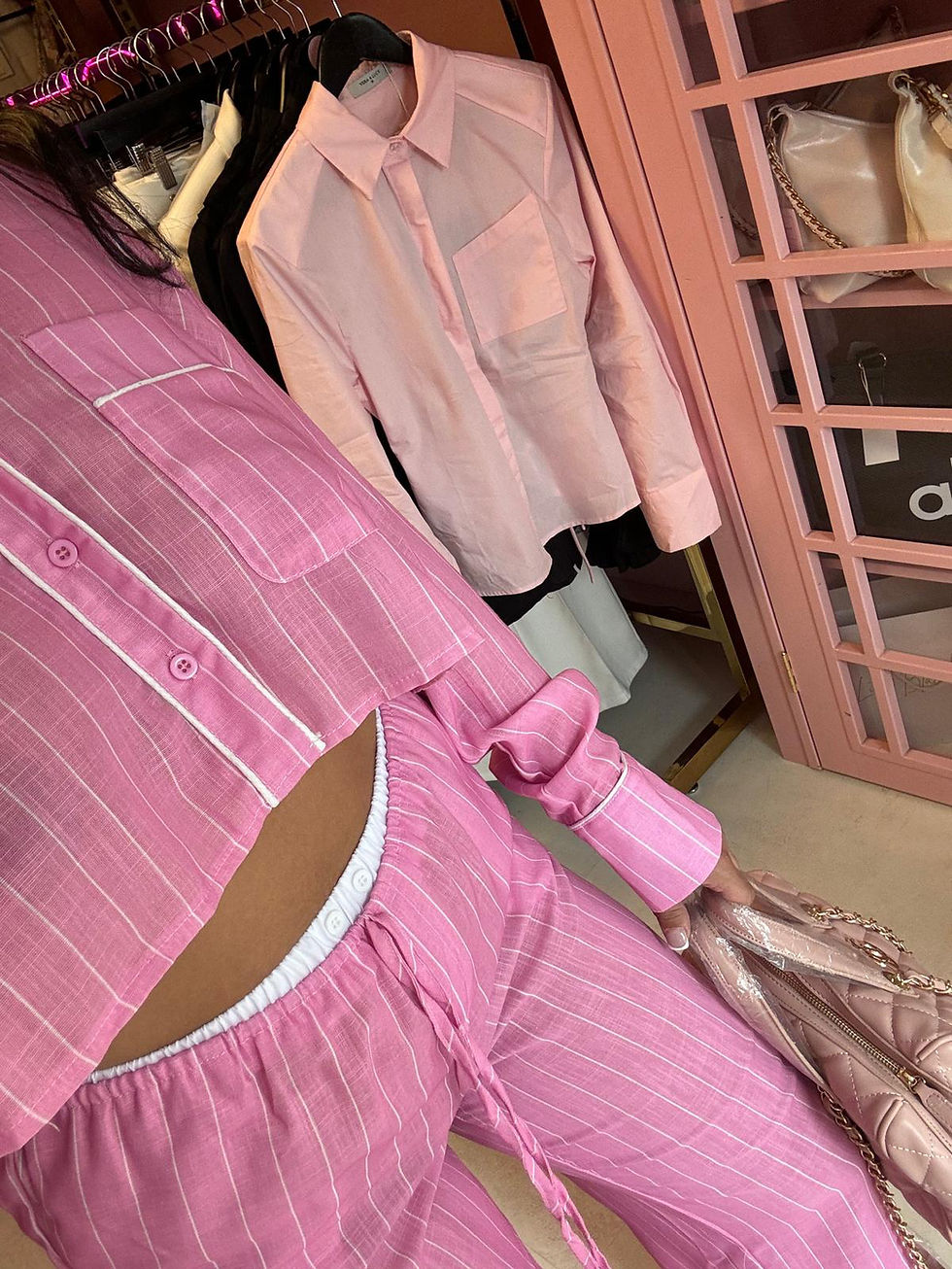 Minijatura: TORI Pink Pinstripe Trouser Co Ord 