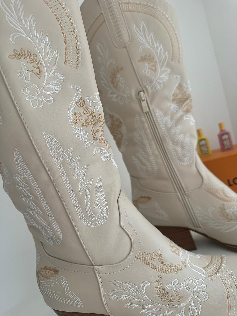 Μικρογραφία: KARIS Cream Embroidered Cowboy Boots 
