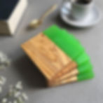 Thumbnail: Olive Wood & Resin Coaster Set of 4 - Green