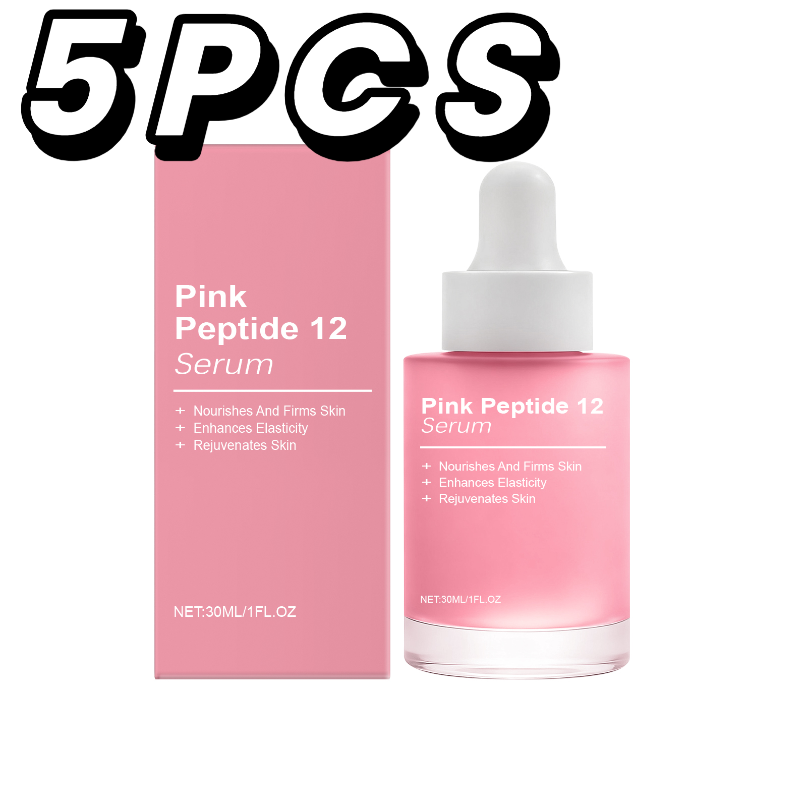 Sérum Facial Pink Peptide 12 com Niacinamida para Hidratação, Pele com Aparência