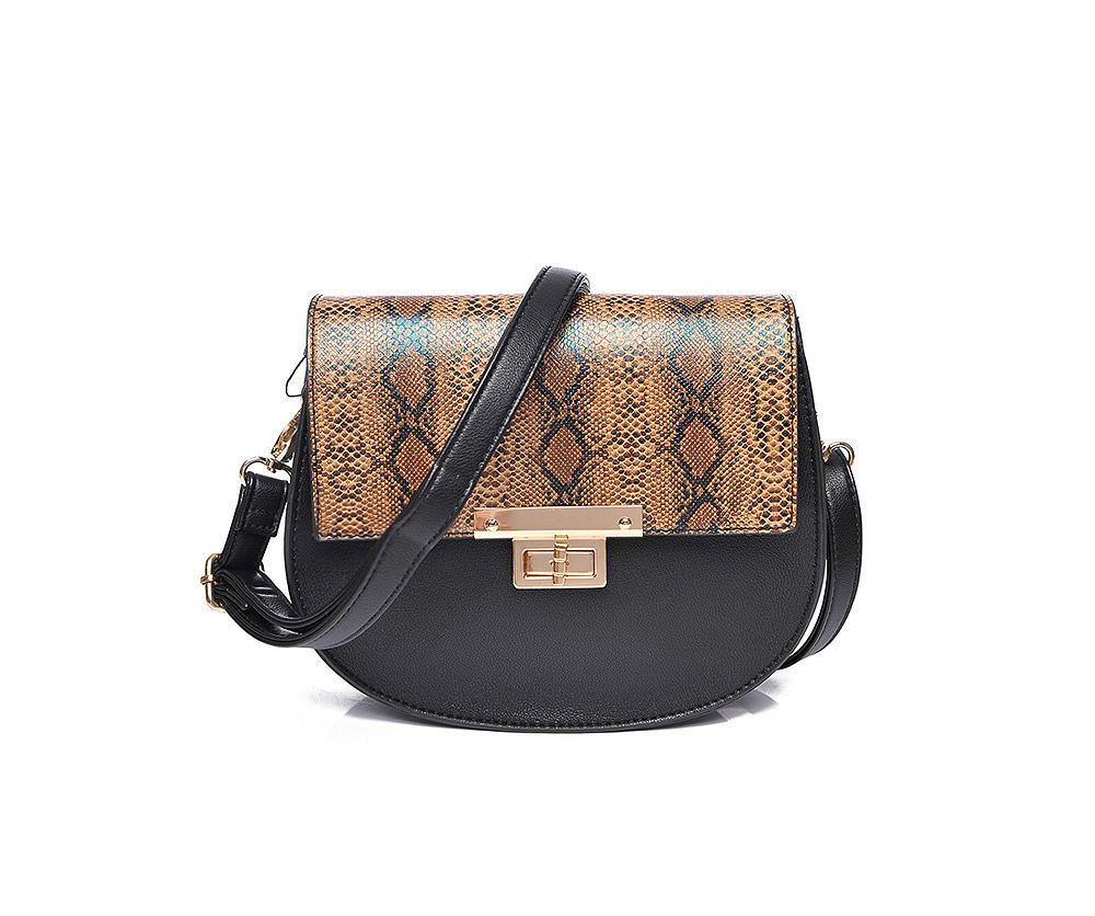 Sac à bandoulière effet serpent - Noir