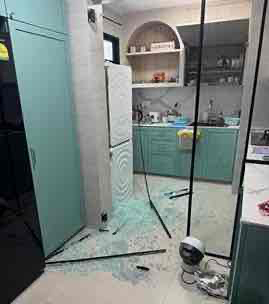 Shattered Glass Kitchen Divider Cleaned Up & Disposed By Fast Paid Disposal SG From a HDB in Sengkang