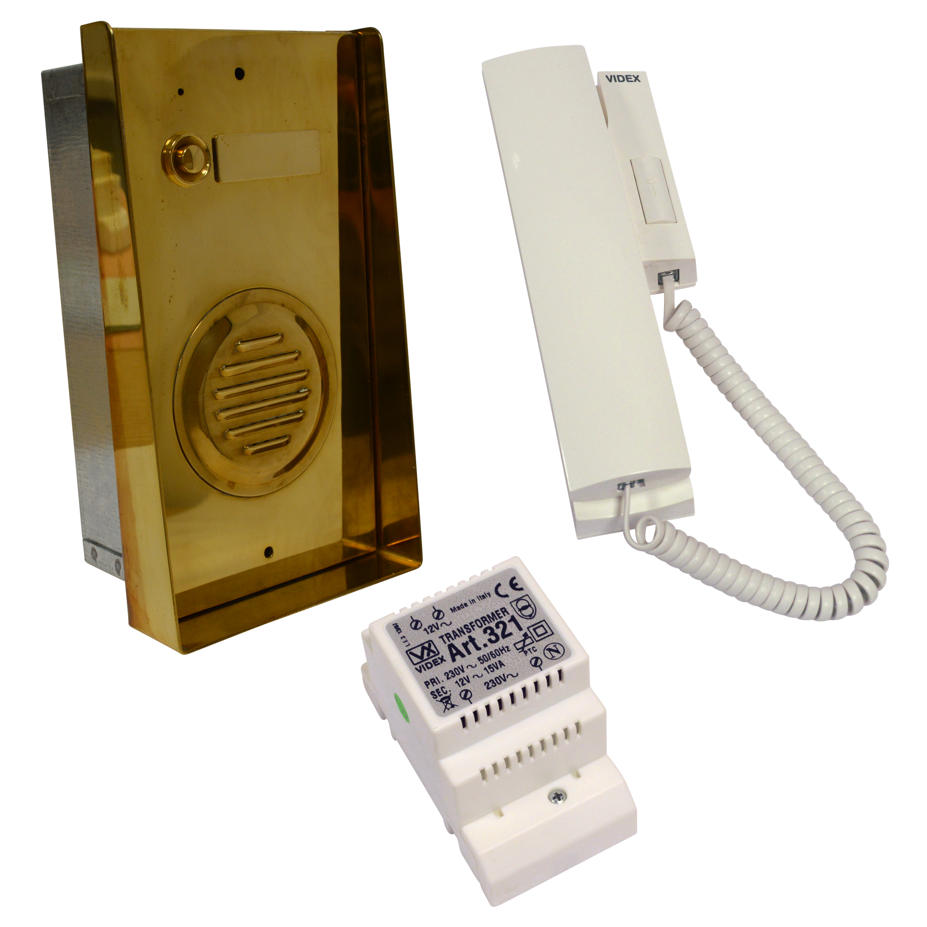 VIDEX EK911S 1 Way Surface Mounted Audio Kit - Brass Surface Panel with Handset