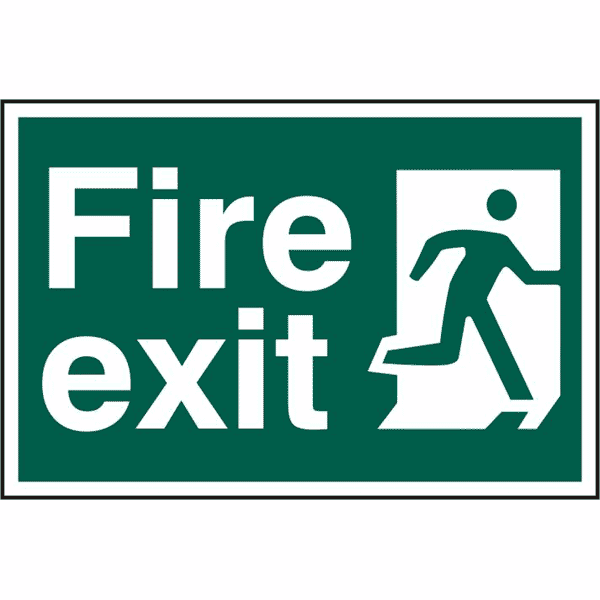 ASEC `Fire Exit` 200mm x 300mm PVC Self Adhesive Sign - Front