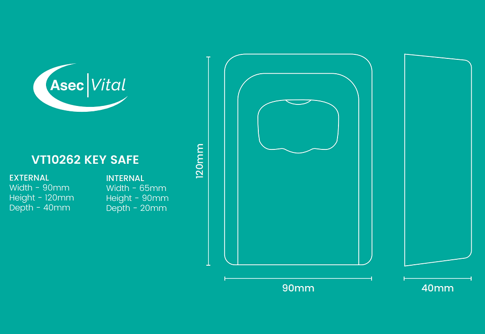Thumbnail: Asec Vital Key Safe Box Product Dimensions