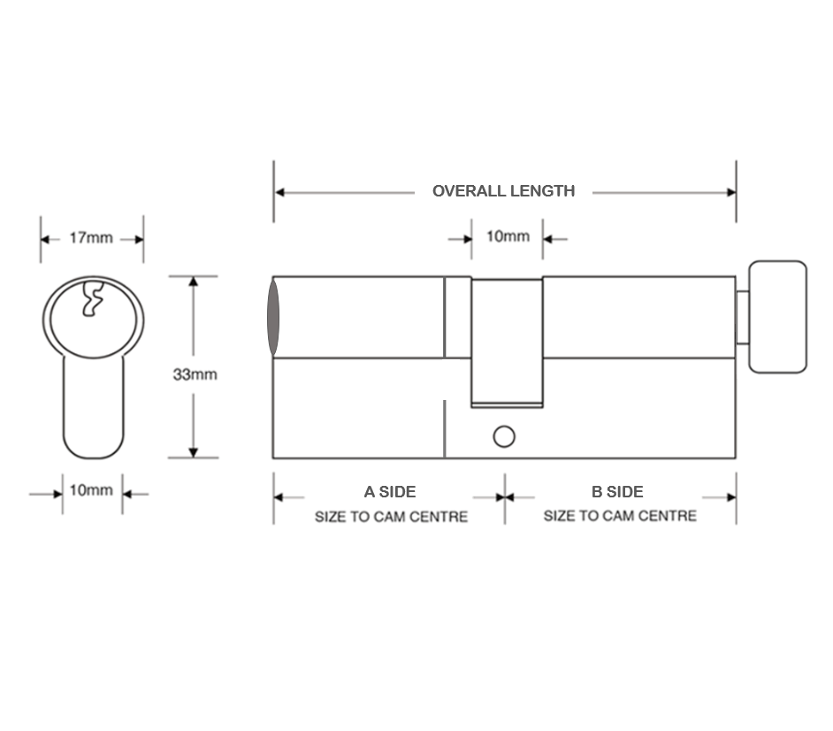 Thumbnail: Asec Kite Elite Thumb Turn Dimensions