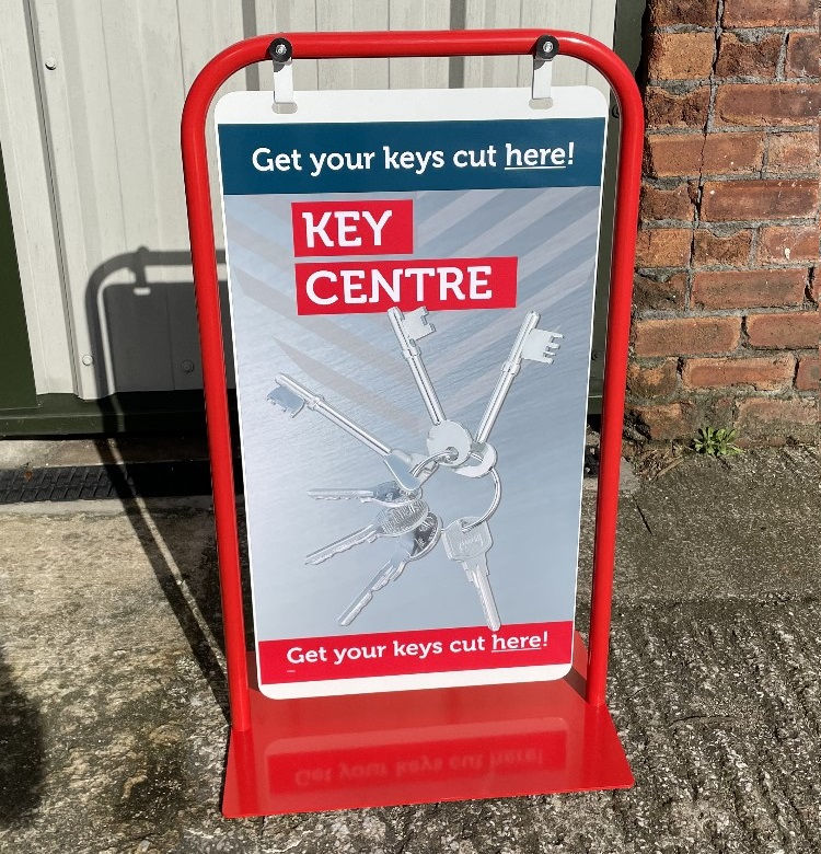 Keypass Signage Key Cutting Pavement Swing Sign | THM