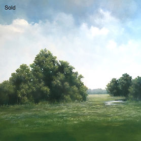 Trees and marshy landscape oil painting, Materese Roche