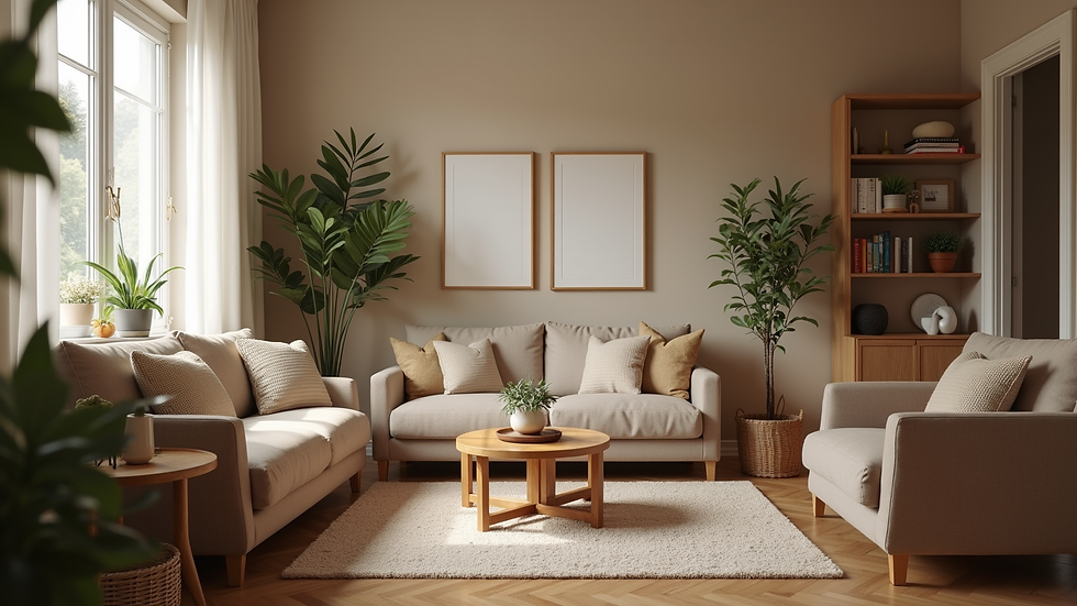 Eye-level view of a cozy living room with a welcoming atmosphere